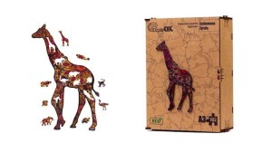 PUZZLE DREWNIANE EKO 102 CĘTKOWANA ŻYRAFA A3