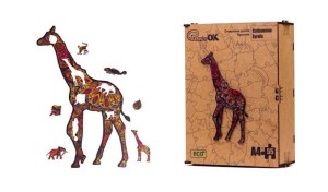 PUZZLE DREWNIANE EKO 55 CĘTKOWANA ŻYRAFA A4