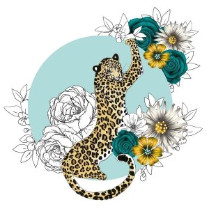 KARNET SWAROVSKI KWADRAT CL1424 GEPARD KWIATY
