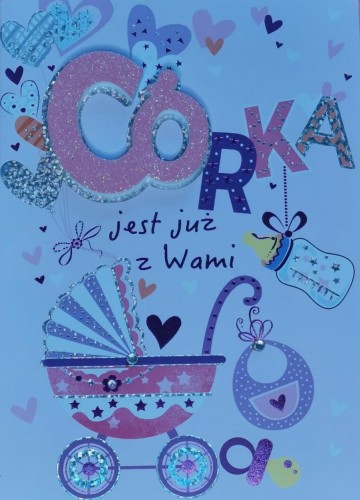 Karnet Przestrzenny B6 Narodziny dziewczynka wózek