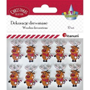 GUZIKI DREWNIANE RENIFERY 10SZT