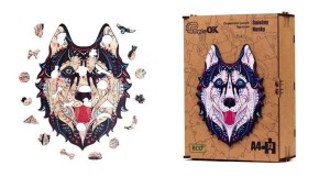 PUZZLE DREWNIANE EKO 73 ŚNIEŻNY HUSKY A4, PUZZLEOK