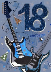 KARNET PRZESTRZENNY B6 URODZINY 18 GITARY