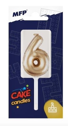 Świeczka złota balon cyfra 6