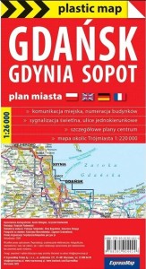 PLASTIC MAP GDAŃSK GDYNIA SOPOT 1:26 000 W.2023