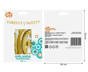 GIRLANDA PAPIEROWA CHRZEST ŚWIĘTY ZŁOTA 1,8M