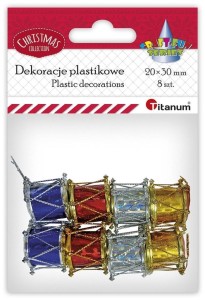 DEKORACJE PLASTIKOWE BĘBENEK XMASS 20X30MM 8SZT