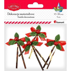 KOKARDA CZERWONA Z NAPISEM MERRY CHRISTMAS 4SZT