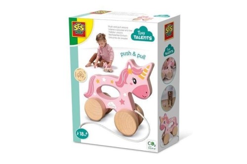 Drewniany jednorożec do pchania 2w1, SES