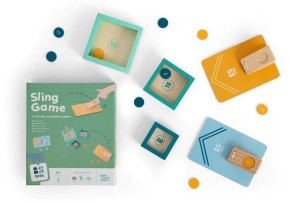 DREWNIANA GRA ZRĘCZNOŚCIOWA WYRZUTNIA ŻETONÓW