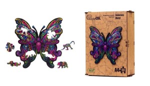PUZZLE DREWNIANE EKO 50 KOLOROWY MOTYL A4