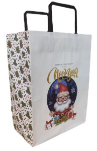 TOREBKA BIAŁA KRAFT 250X345X150 ŚWIĘTA MIKOŁAJ