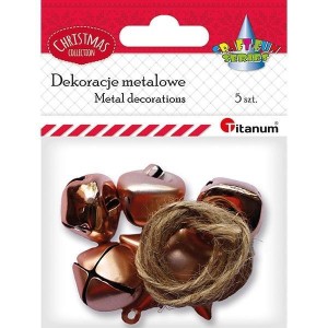 DEKORACJE METAL DZWONECZKI GWIAZDKA + SZNUREK 5SZT