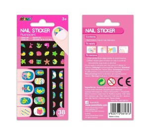 NAKLEJKI NA PAZNOKCIE FLUO - POD WODĄ 38 SZT.