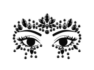 DEKORACJA NA TWARZ KRYSZTAŁKI CZARNE 15X9CM