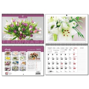 KALENDARZ 2025 A4 TERMINARZ 13 PLANSZ KWIATY