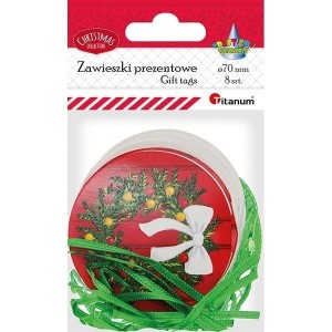 KARNETY OKRĄGŁE BOŻE NARODZENIE 70MM 8SZT
