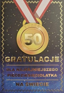 KARNET URODZINY 50 MEDAL MĘSKIE