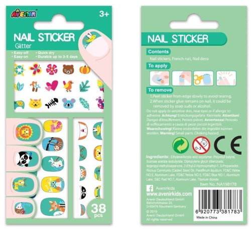 Naklejki na paznokcie - Zwierzęta brokat, Avenir