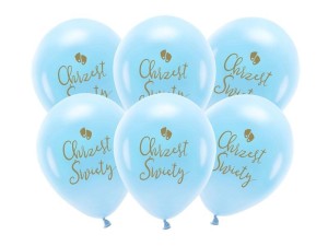 BALONY ECO CHRZEST ŚWIĘTY BŁĘKIT 33CM 6SZT