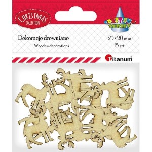 DREWNIANE RENIFERY 20X25MM NATURALNE 15SZT