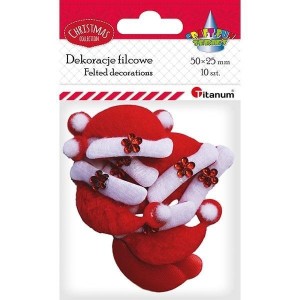 DEKORACJE FILCOWE CZAPKA MIKOŁAJA 50X25MM 10SZT