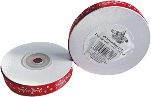WSTĄŻKA SATYNOWA WESOŁYCH ŚWIĄT 12MM CZERWONA