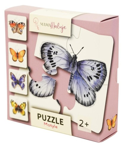 Puzzle 4-elementowe Motyle, Mama Maluje