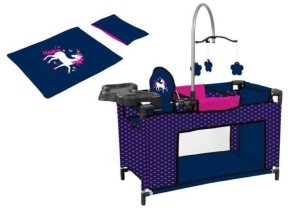 ŁÓŻECZKO DLA LALKI GRANATOWE Z AKCESORIAMI