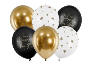 BALONY 30CM HAPPY NEW YEAR 6SZT