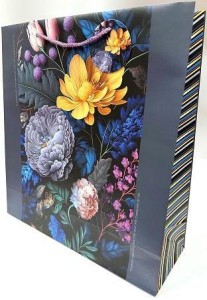TOREBKA OZDOBNA MATOWA 35X37X12CM CIEMNE KWIATY