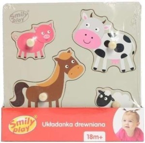 UKŁADANKA DREWNIANA ZWIERZĘTA WIEJSKIE, SMILY PLAY