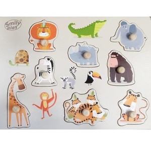 UKŁADANKA DREWNIANA ZWIERZĘTA Z SAFARI, SMILY PLAY