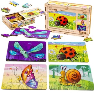 PUZZLE DREWNIANE 4W1 OWADY, PUZZLEOK