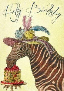 KARNET B6 Z KOPERTĄ URODZINY ZEBRA W KAPELUSZU