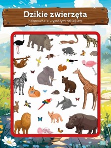 KSIĄŻECZKA Z WYPUKŁYMI NAKLEJKAMI DZIKIE ZWIERZĘTA