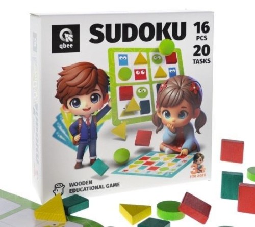 Dra drewniana Sudoku geometryczne 16el, Qbee
