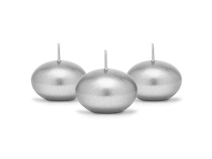 ŚWIECA PŁYWAJĄCA DYSK SREBRNA 4CM 50SZT