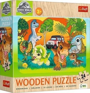 PUZZLE DREWNIANE 24 POZNAJ DINOZAURY TREFL, TREFL