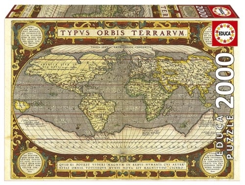 Puzzle 2000 Stara mapa świata, Educa