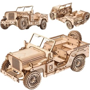 PUZZLE DREWNIANE 3D - POJAZD WOJSKOWY JEEP