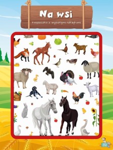 KSIĄŻECZKA Z WYPUKŁYMI NAKLEJKAMI. NA WSI