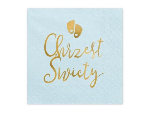 Serwetki Chrzest jasny niebieski 33x33cm 12szt