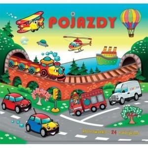 POJAZDY. KOLOROWANKA Z 24 NAKLEJKAMI