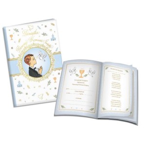 KSIĄŻECZKA A5 PAMIĄTKA KOMUNIJNA NIEBIESKA