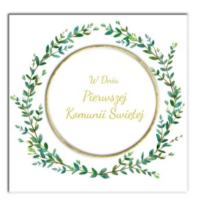 KARNET KW KOMUNIA. WIANEK Z LIŚĆMI