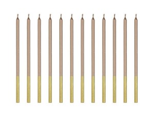ŚWIECZKI URODZINOWE RÓŻOWE ZŁOTO 14 CM 12SZT