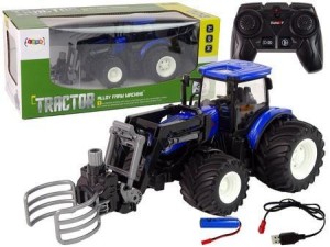 TRAKTOR R/C Z CHWYTNIKIEM NIEBIESKI, LEANTOYS