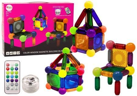 Klocki magnetyczne z podświetleniem 32el, Leantoys