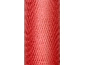 TIUL GŁADKI CZERWONY 0,15X9M